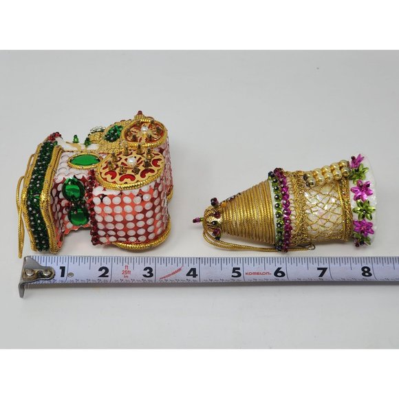 Beautiful Vintage Bead And Sequin Cottage And Christmas Train Ornaments - Picture 6 of 6